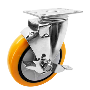 Medium 304 single axle orange PU caster wheel