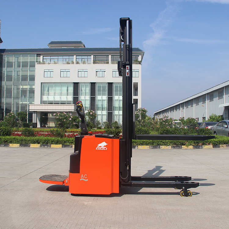NIULI 2ton Stand Drive Hydraulic Full Electric Pallet Stacker Electric Forklift Truck