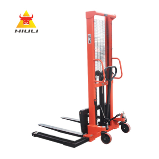 NIULI 1 Ton 1.5 Ton 2ton 1.6m 2m 3m Straddle Hydraulic Hand Lift Manual Hand Stacker Forklift with Adjustable Fork