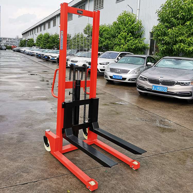 NIULI 1ton 1.5ton 1.6m 2m 2.5m 3000mm Lift Height Portable Hydraulic Self Loading Hand Manual Pallet Stacker With Forged Forks