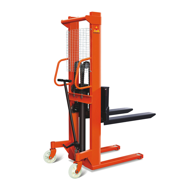 NIULI Hand Manual Pallet Operated Stacker Hydraulic 1.6m Lifting Pallet Stacker Forklift