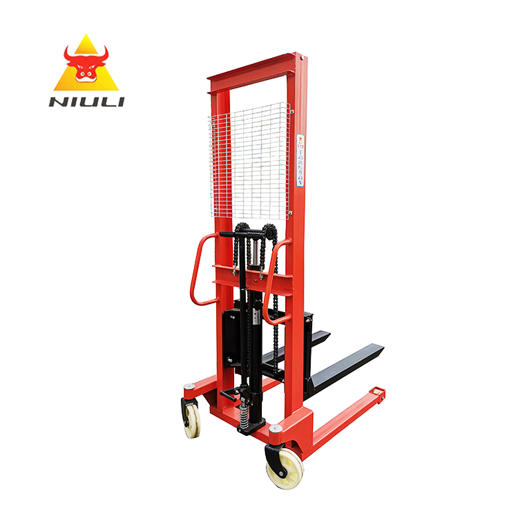 NIULI Portable Mini Hand Forklift Hydraulic Manual Lift Pallet Truck 0.5 Ton Manual Stacker 500kg Hand Stacker