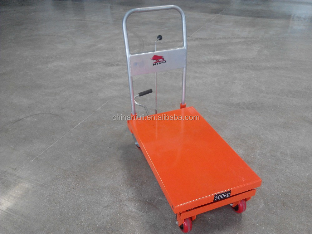NIULI Lifting Platform 500kg Manual Mobile Hydraulic Scissor Lift Table Truck