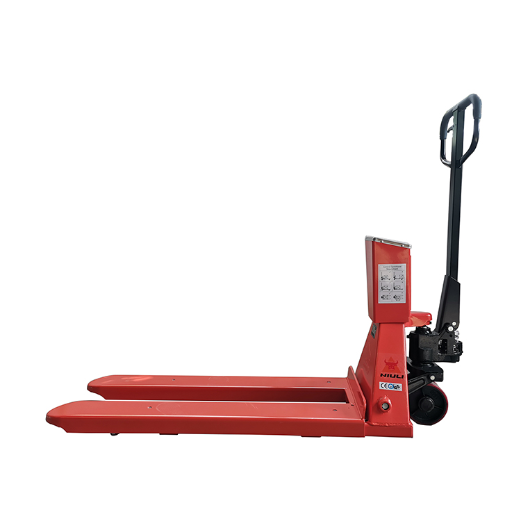 NIULI Manual Hand Fork Lifter Forklift Manual Logistics Equipment Hydraulic Germany Hand Pallet Truck with Weight Scale